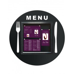 Vitrine menu rond pour restaurant (6 feuilles A4)