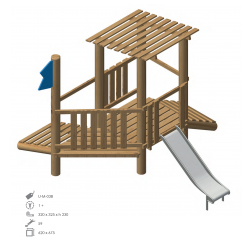 Aire de jeux pour les enfants modèle N°3B en bois de robinier