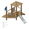 Airs de jeux en bois de robinier modelé 3B pour enfant de 1 à 4 ans 