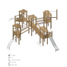 Airs de jeux en bois de robinier modelé 5 pour enfant de 1 à 4 ans 