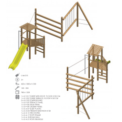 Aire de jeux pour les enfants modèle N°13 en bois de robinier