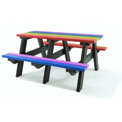 Table pique-nique en plastique recyclé multicolore