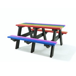 Table pique-nique en plastique recyclé Multicolore 8 places