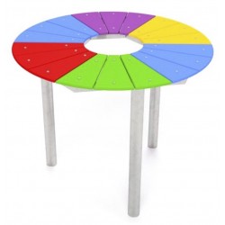 Table ronde multicolore