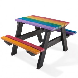 Table de Pique-Nique Multicolore en Plastique Recyclé de 1m