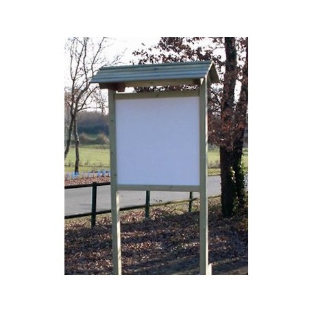 Panneau d'affichage bois avec plaque en compact avec toit (130 cm x 130 cm)