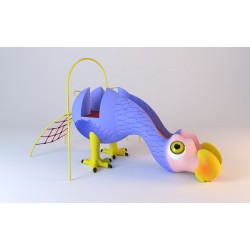 Aire de jeux le dodo avec toboggan et filet à grimper